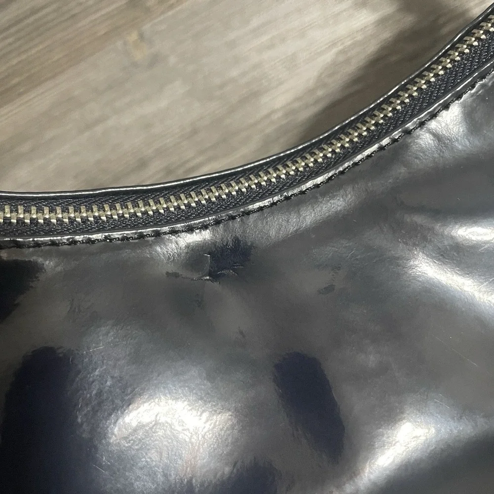 $249 DONALD J PLINER Navy Duval Patent Leather Hobo Shoulder Bag